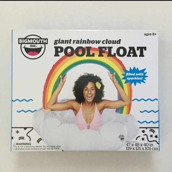New BIGMOUTH Giant Rainbow Cloud Inflatable Pool Float NIB Party Fun Sparkles - Picture 2 of 5